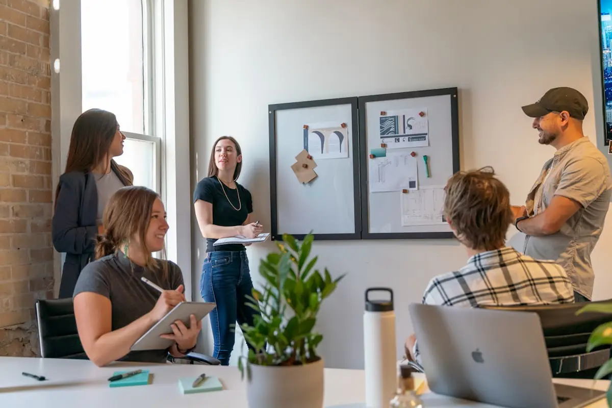 A group working together in a sunlit office