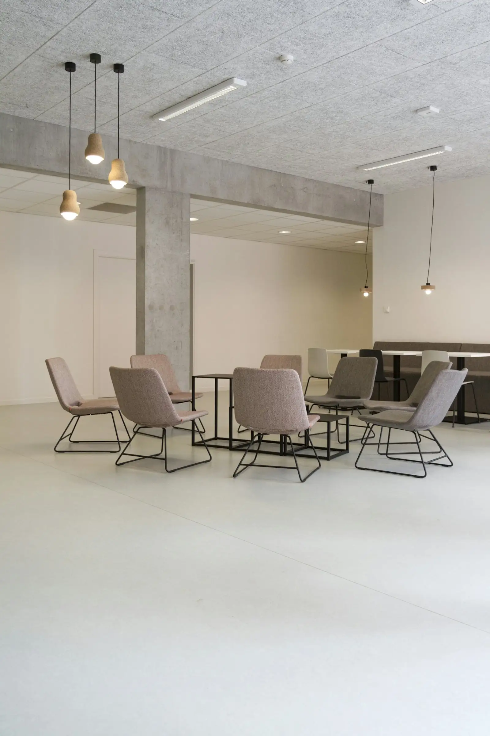 A quiet workspace with soft seating